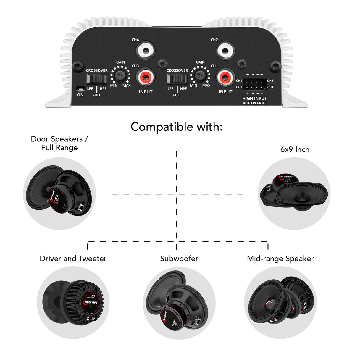 Taramps TS 400X4 HIGH LEVEL INPUT Car Audio Amplifier